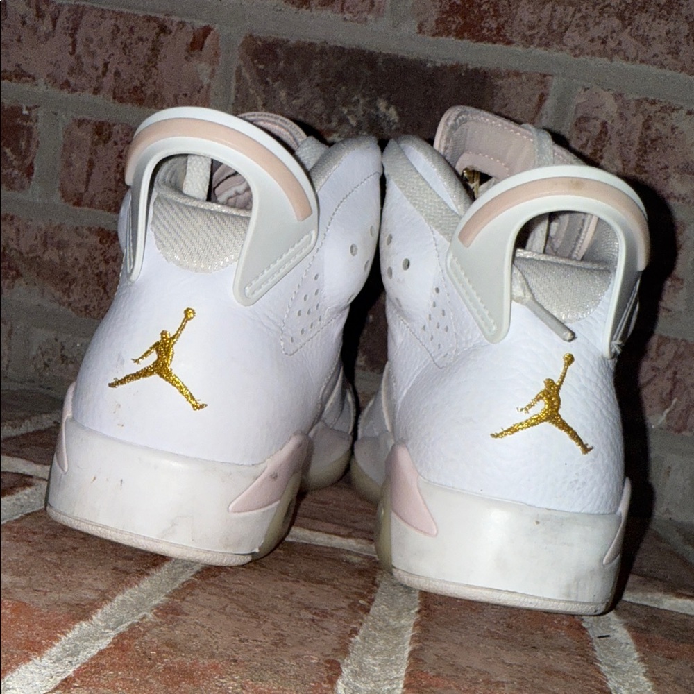 Womens Jordan 6 retro “gold hoops” Sneaker white/pink size 8.5 - Picture 5 of 14